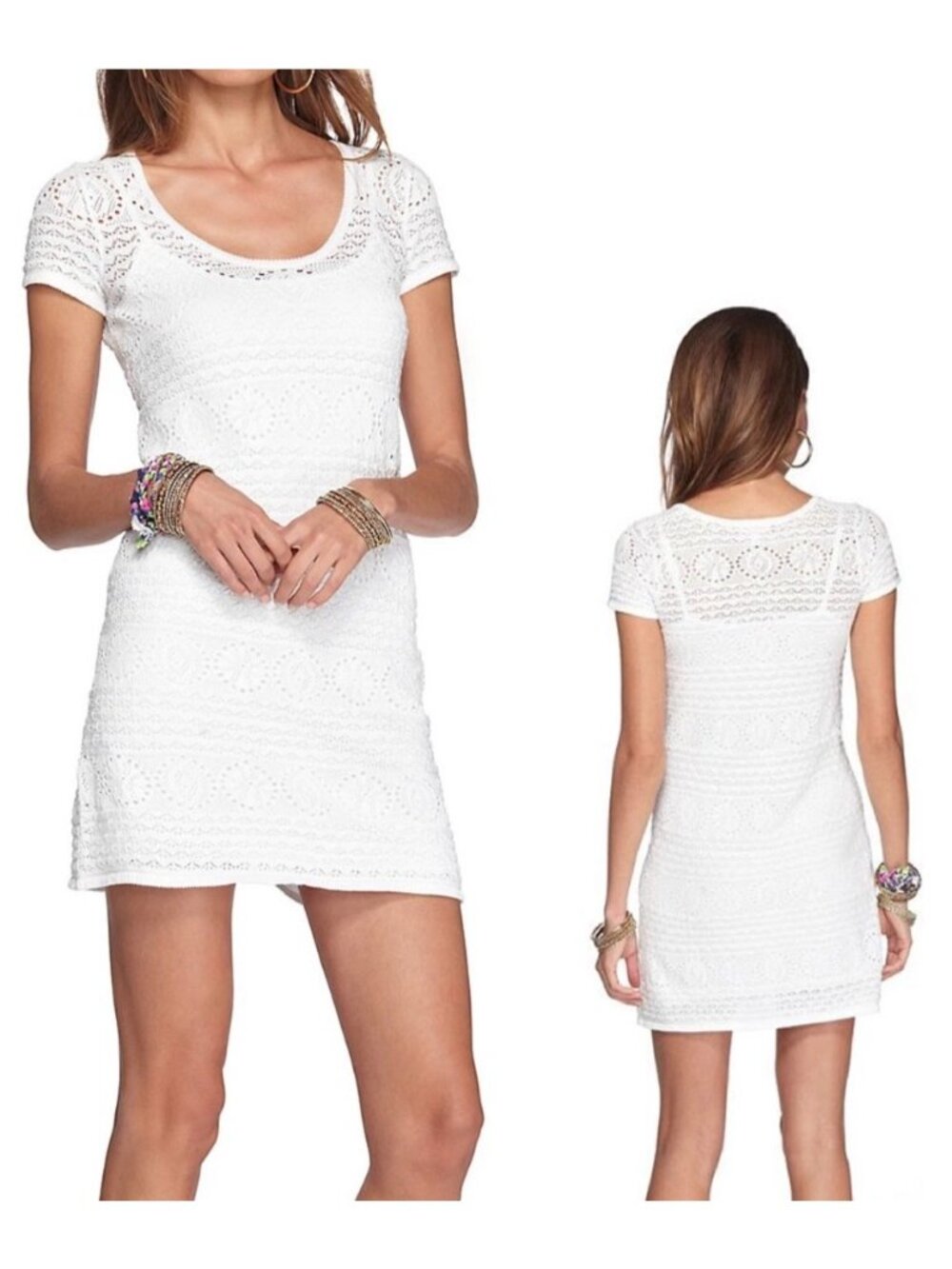 Lilly Pulitzer Womens Sz XS Paulette Resort White Crochet Knit Dress